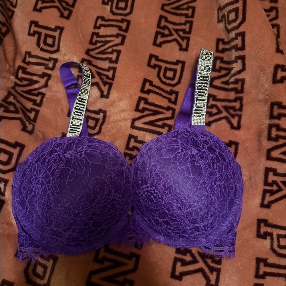 Victoria's Secret Purple Lace Bra with Sparkling Straps